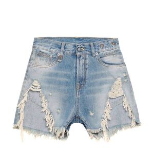 R13 Light Blue Distressed Jean Shorts